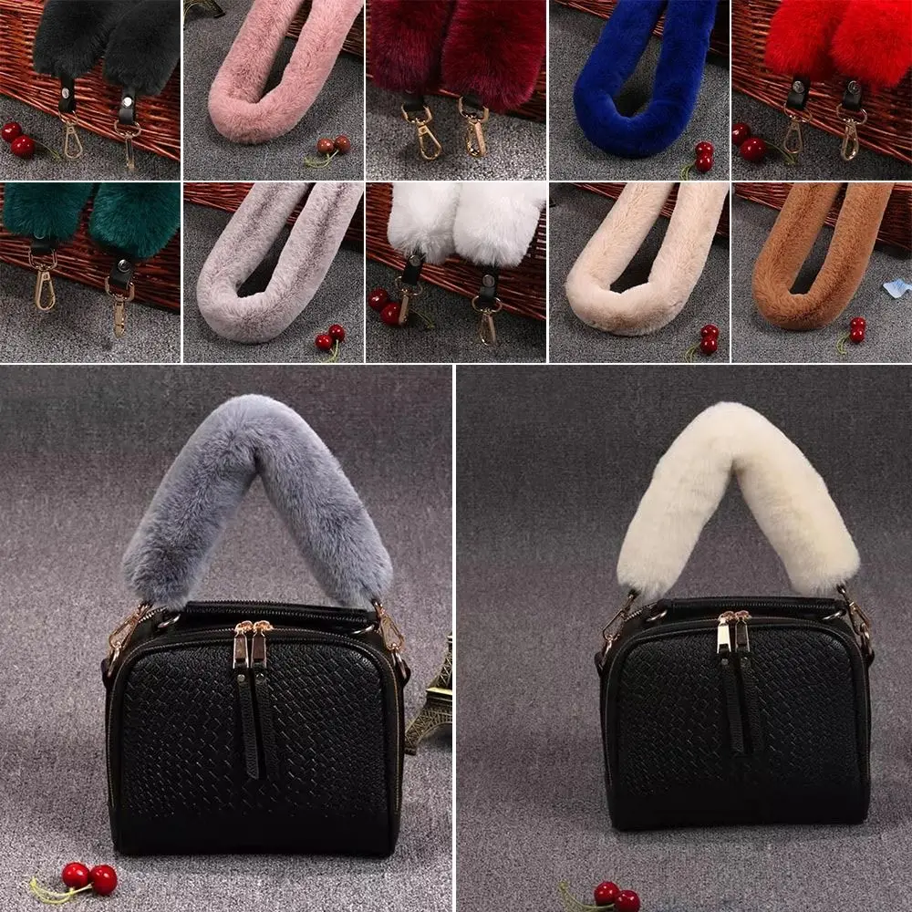 Warm Bag Strap Fashion Replacement Decorative Chain Bag Extension Chain Plush Faux Fur Bag Belts Women Girls