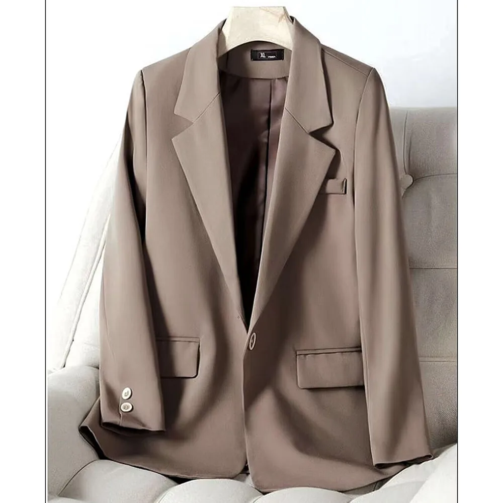 

Spring Autumn New Women Leisure Loose Blazer High End Solid Color Long Sleeved Blazer Jacket Female Advanced Sense Suit Top Coat