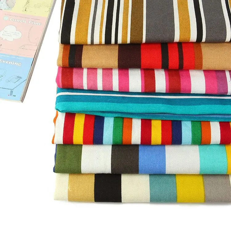 Breathable Colorful Striped Canvas Fabric By Meters for Car Decoration Tablecloth Sewing Fashion Sofa Textile Anti-wrinkle Droop