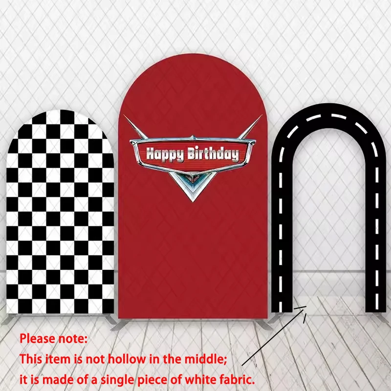 

LS Custom 2-Sided Racing Theme FAST ONE Boys Birthday Party Baby Shower Covers Chiara Arch Wall Background Decor Backdrop