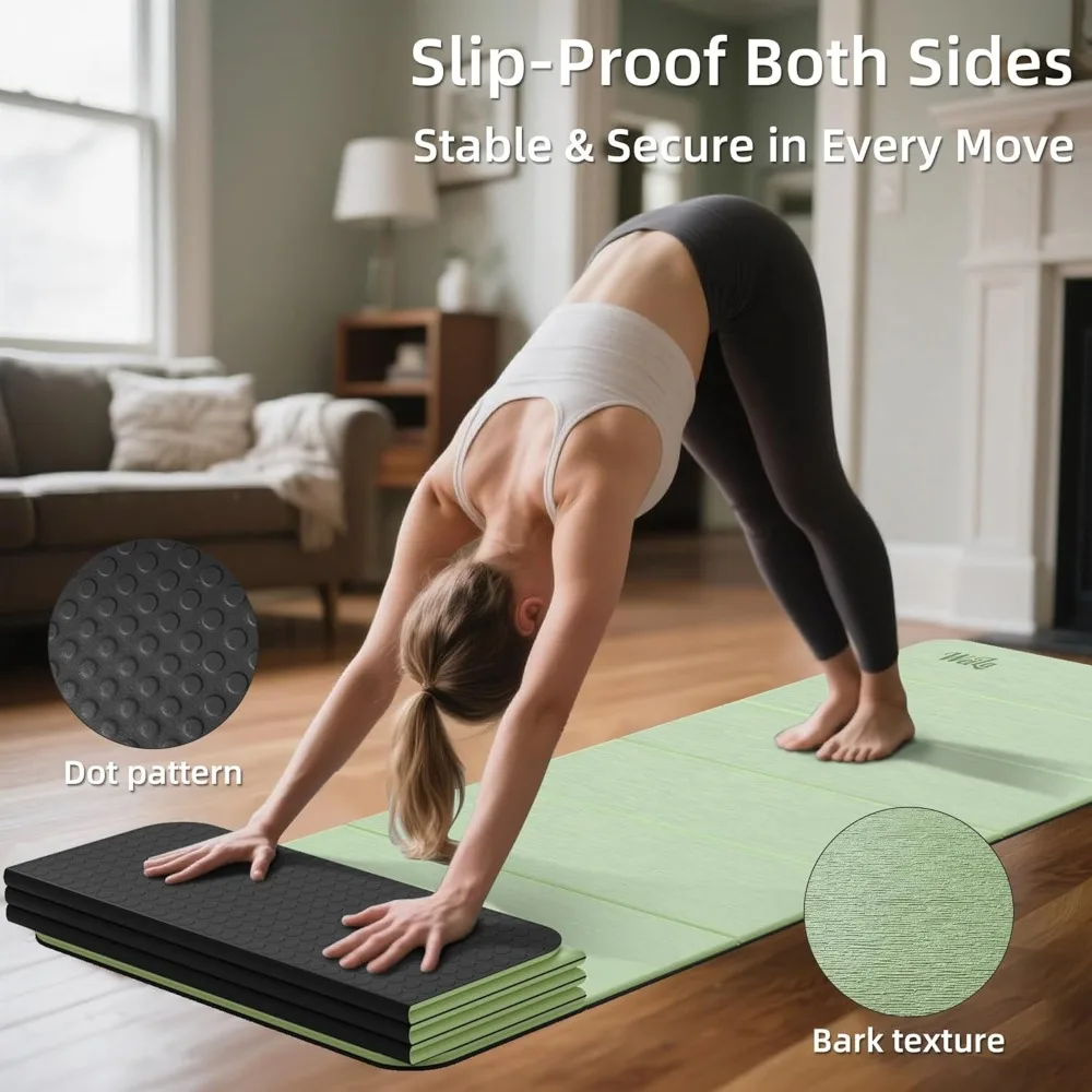 سجادة يوجا سميكة قابلة للطي - مادة POE عديمة الرائحة، خفيفة الوزن، غير قابلة للانزلاق، سهلة التنظيف، مثالية للسفر #3