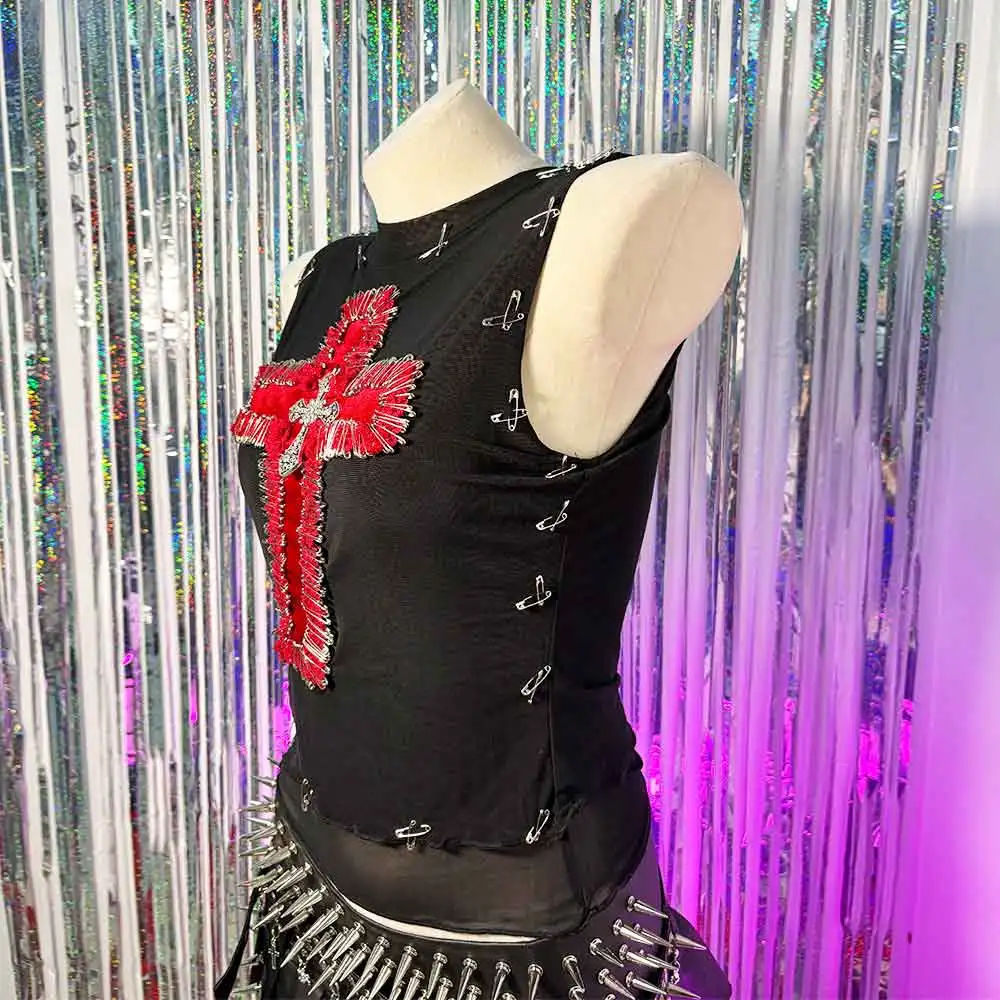 

Pin E-Girls Harajuku Teen Club Wear Cross 90s Punk Rock Grunge Y2K TOPS Gothic Tank Goth Emo Rave Outfits Fashion Revival