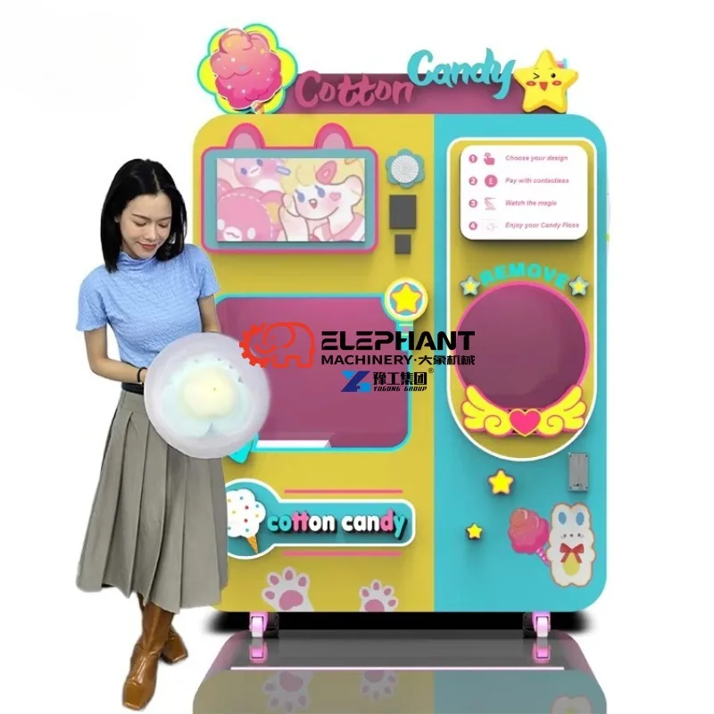Hot Sales Automatic Cotton Candy Machine Automatic Cotton Candy Floss Vending Machine for Sale Making Candy Floss