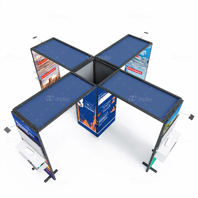 20x20ft Island Modular Aluminum Reusable Trade Show Display Modern Trade Stand 6x6 Exhibition Booth