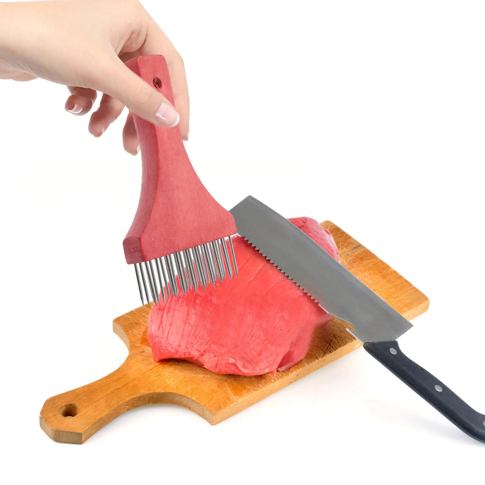 

Meat Hammer Tendon Breaker Wood Handle Steak Tenderizer Kitchen Tool Beef Pork Chicken Flattening Maker Loosening Device