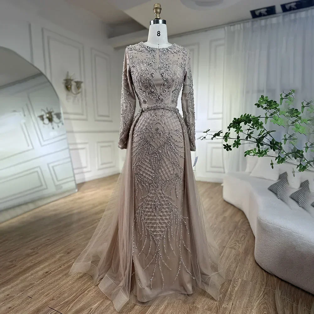 silver grey wedding guest dress Plus Size Gray Mother of Bride Groom Formal Evening Gown Train Embellishment Wedding Guest Dress Silver Cap