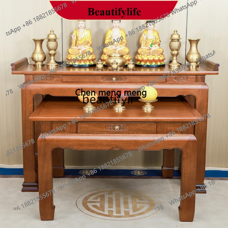 

z183 Household solid wood new Chinese-style small shrine offering table, incense Buddha statue offering table