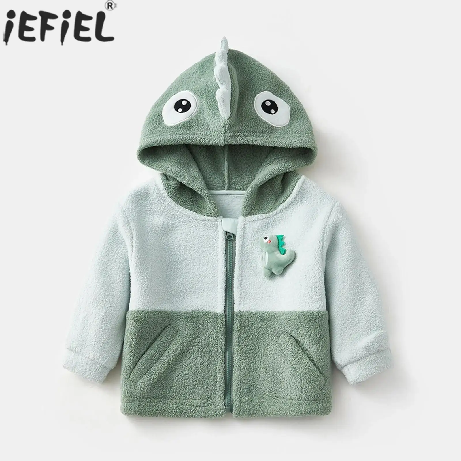 

Toddler Boys Girls Long Sleeve Cute Animal Hooded Jacket Coat Winter Warm Polar Fleece Zipper Outerwear Loungewear Streetwear