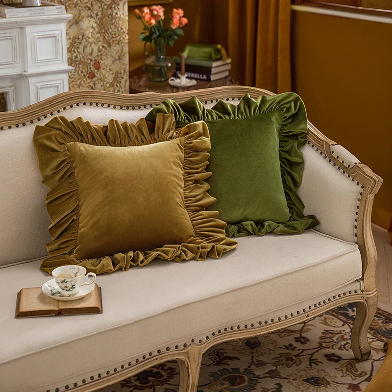 

French Luxury Romantic Style Short Plush Ruffle Pillow Cover Home Decor Items Apply to Dakimakura Sofa Backrest Customization