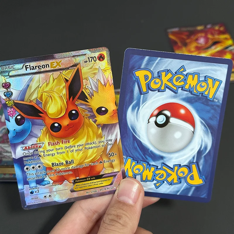 Cartas de Pokémon em Inglês DIY: Coleção de Cartas de Anime Flareon, Yveltal, Sylveon, Shaymin, Charizard Ex