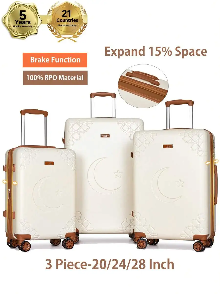 Expandable Luggage Suitcase With Cup Holder Hardside Suitcase With Shock-Absorbing Brake Spinner Wheels Built-In TSA Lock Ykk Zi