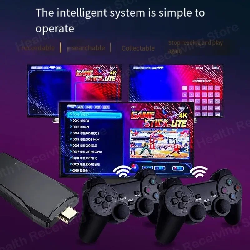 2024 Home TV Game Console HD 4K Wireless Joystick for Two Players - Classic Retro King of Fighters FC Arcade