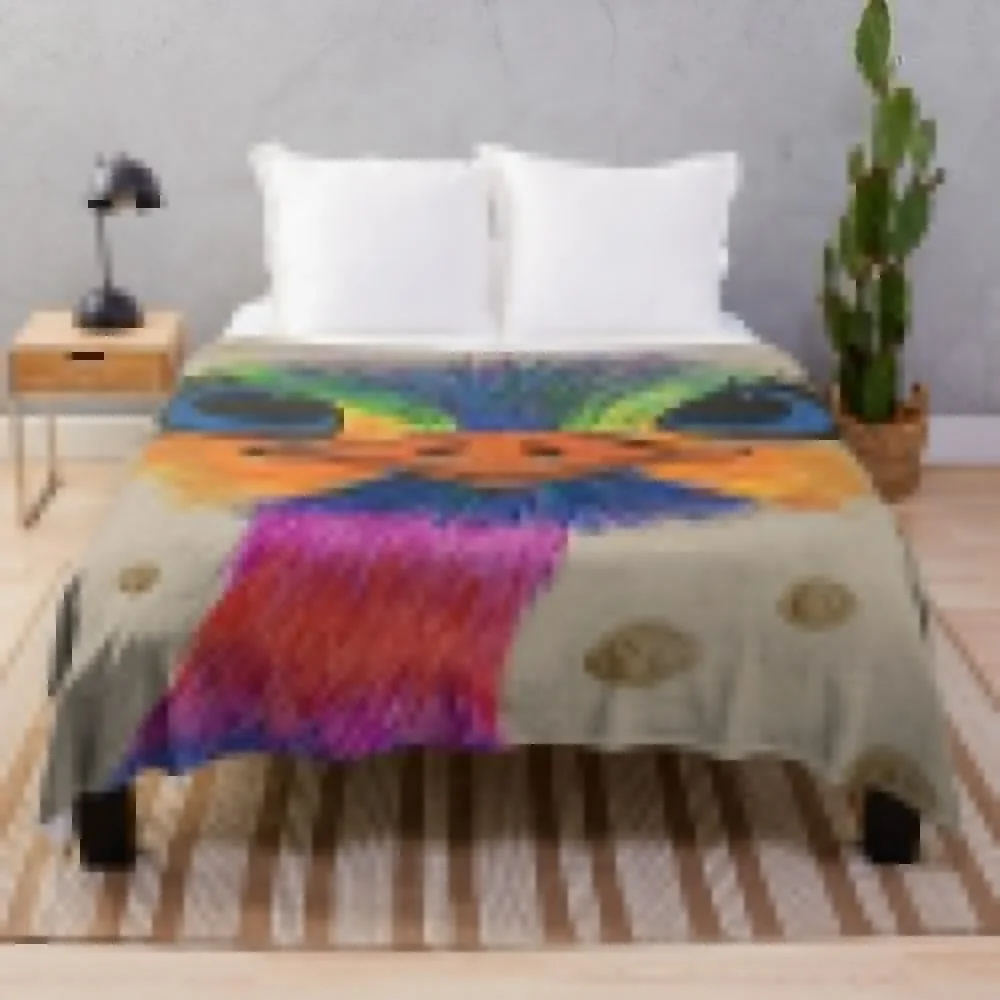 

colorful painting of emu Throw Blanket Fluffys Large Hairy Blankets