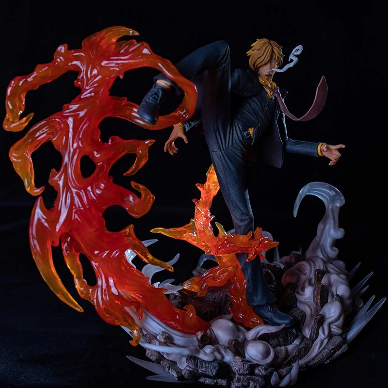 

30cm Bandai One Piece GK Sanji Action Figure HUNTER FAN Flame Foot Straw Hat Group Super Large Model Anime Ornament Special Gift