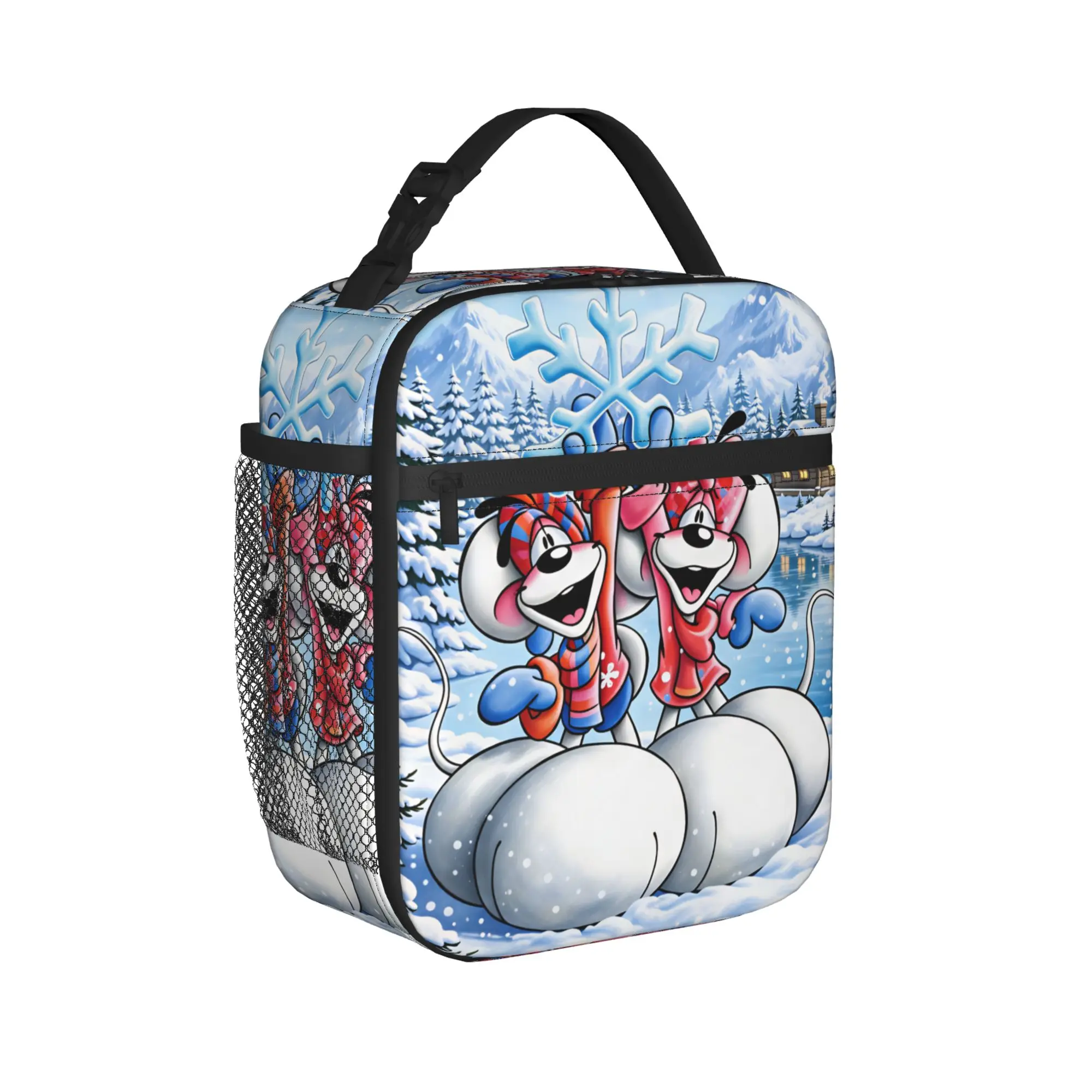 Diddl and Diddlina   Lunch Bag For Unisex  Graphic Design Lunch Box  Travel Cooler Bag Portable Waterproof Thermal Tote Handbags