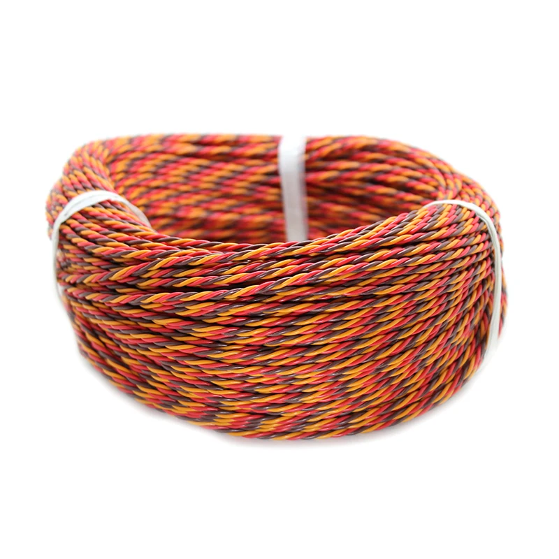 50PCS 60-Coil Anti-Interference 22AWG JR Futaba Twisted Wire Lead 3-Way Servo Extension Cable For RC Airplane Car/Boat Accessori