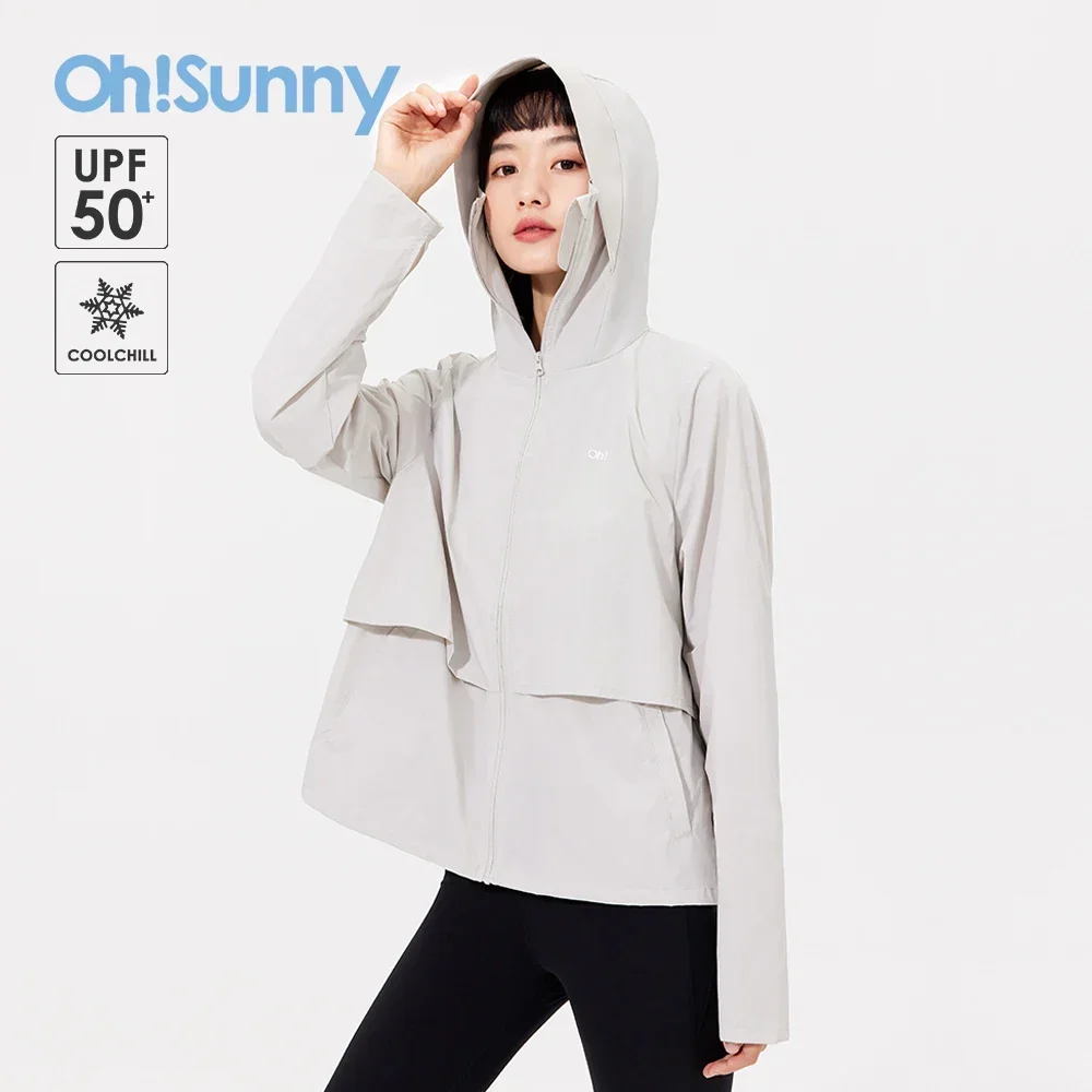 OhSunny Summer Coats Anti-UV Sunscreen Coolchill Breathable Sun Protection Clothes Loose Zipper Outdoor Beach Sports Hoodie