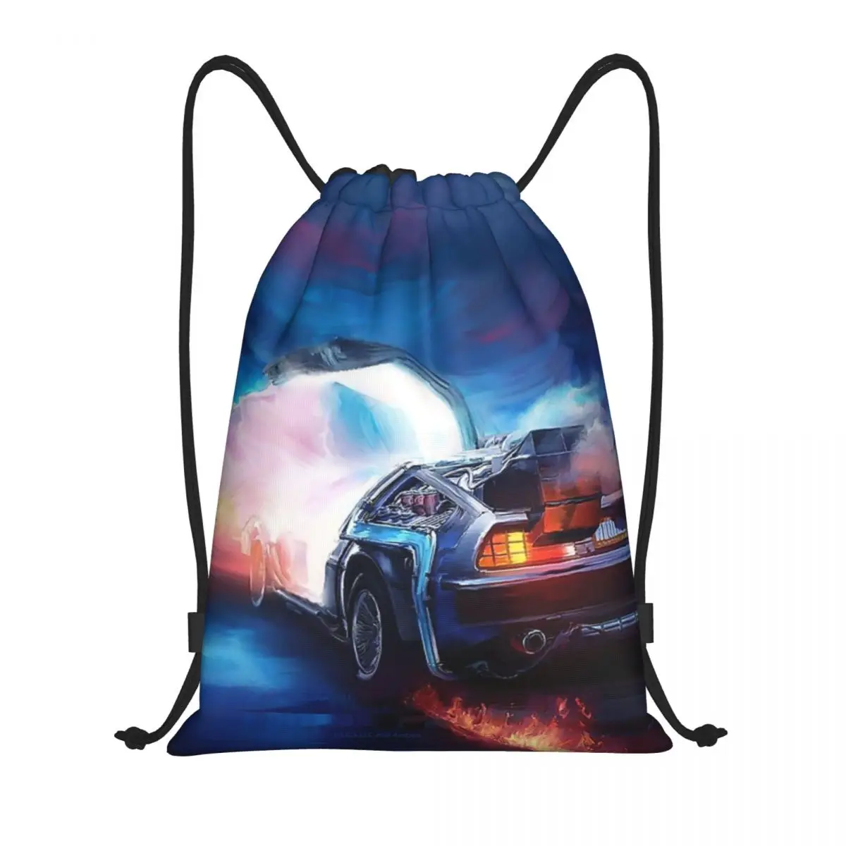 

Back To The Future Delorean Time Machine Sports Drawstring Backpack Sport Fitness Travel Outdoor Sackpack Gym Swim Beach Bags