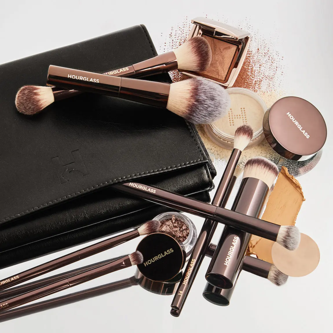 Hourglass All Of Makeup Brushes EyeShadow EyeLiner Smudger Blush Foundation Concealer Metal Handle Beauty Cosmetcis Tools Soft