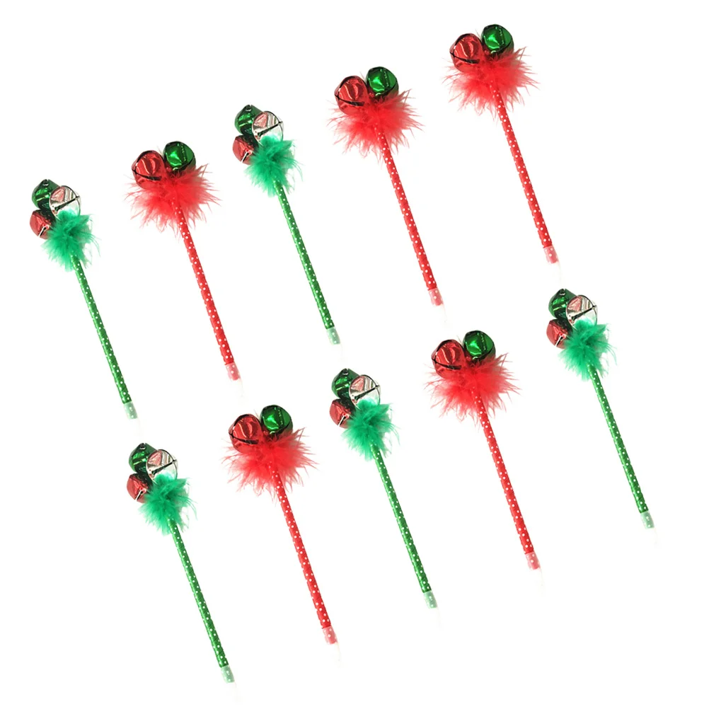 

10Pcs Ballpoint Pen Cute Jingle Bell Design Christmas Holiday Kids Writing Pens Party Favors Red Green