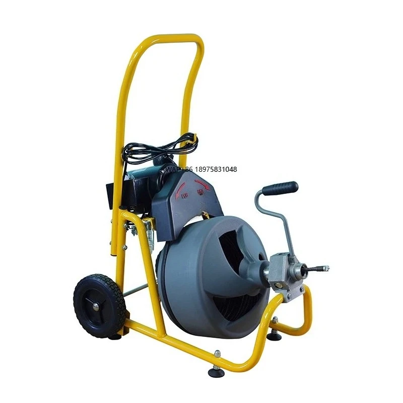 Drain Cleaner Machine, Auto Feed Sewer Snake Auger on Wheels, 470W Portable Drain Cleaning Machine