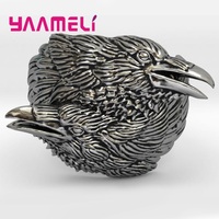 Vintage Gothic Punk 925 Sterling Silver Wide Band Statement Ring Men Male Halloween Easter Finger Jewelry Accessories