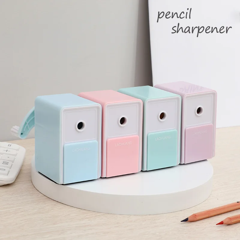 Hand Crank Pencil Sharpener Auto Feed Cutter Portable Stationery for Primary School Students Daily Study Use, Durable Stationery