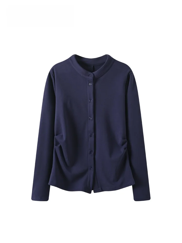 

plus Size Long Sve round Ne T-irt Women's Base irt Autumn Winter New Sle Plump Sister College Sle Button up Top
