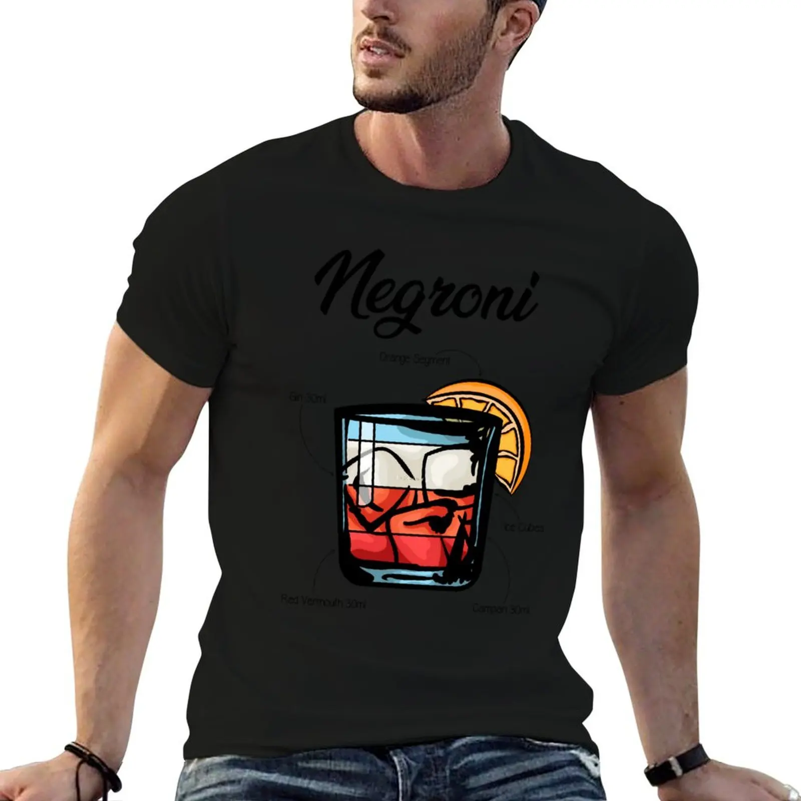 Negroni Cocktail Recipe \t T-Shirt anime anime t shirts anime clothes man clothes Men's cotton t-shirt