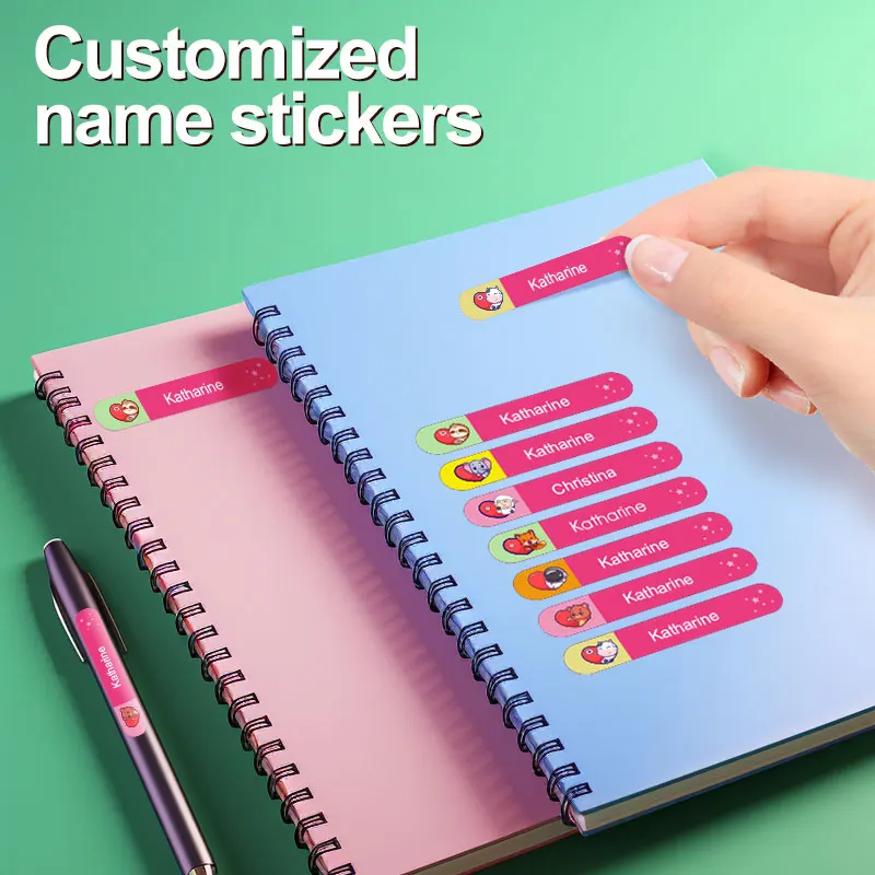 

Водонепроницаемые наклейки с именем на заказ для детей, школьные принадлежности и бутылки, персонализированные этикетки, прочные, экологически чистые, нетоксичные, поделки своими руками