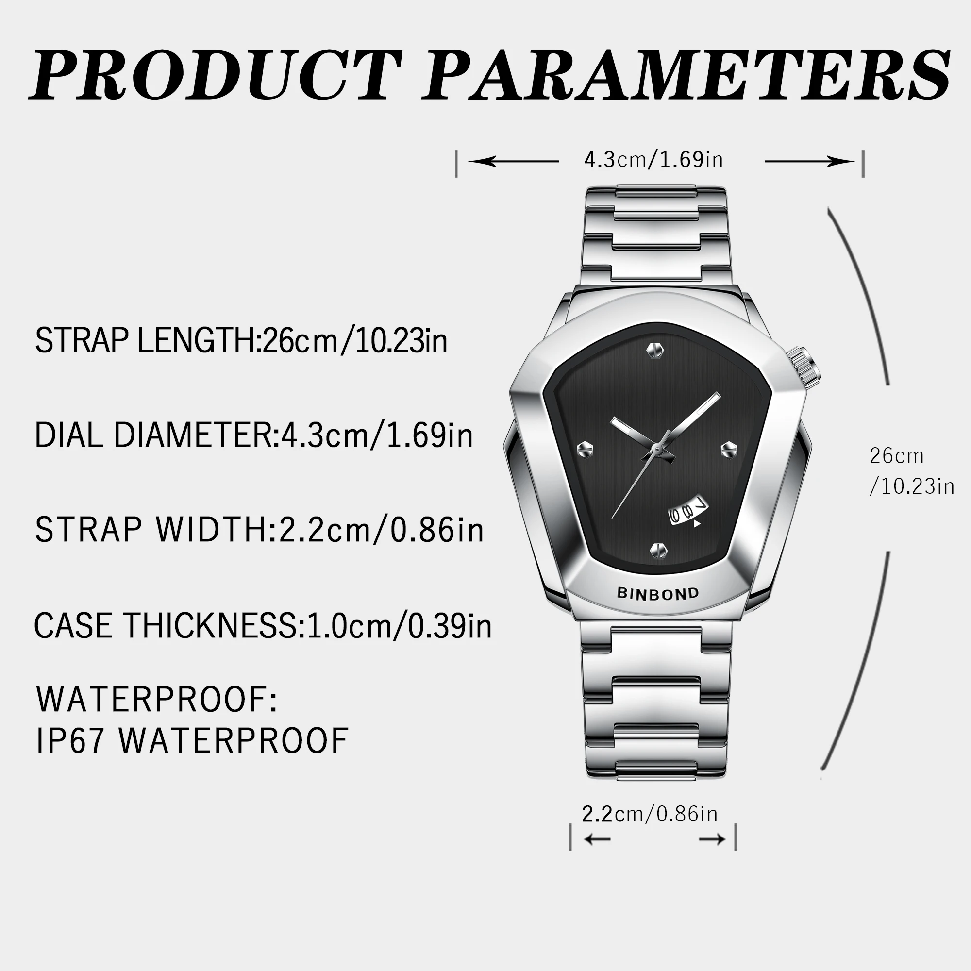 BINBOND watch diamond alloy watch men's shaking sound popular men's watch e-commerce quartz watch lovers watch