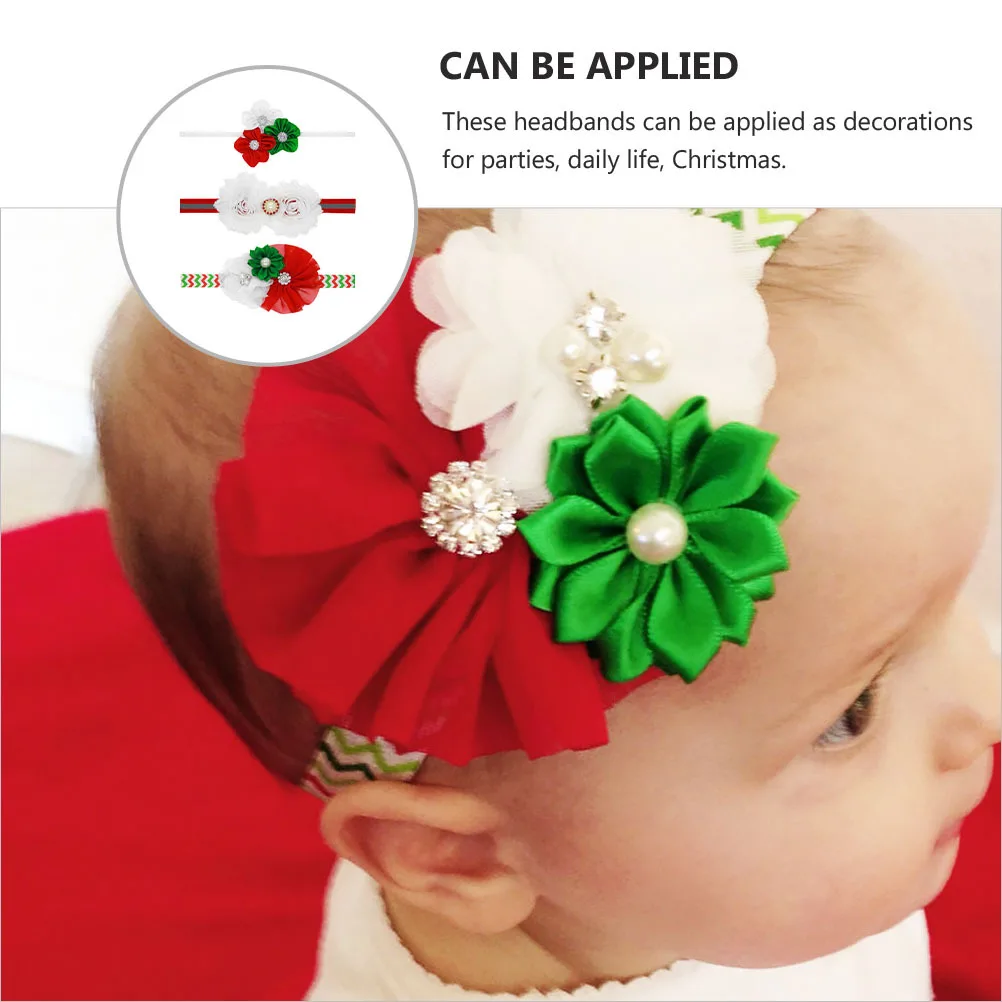 

3Pcs Kids Baby Headband Floral Hairband Infant Xmas Christmas Headdress Party Supply Hair Decor Xmas Baby Headdress