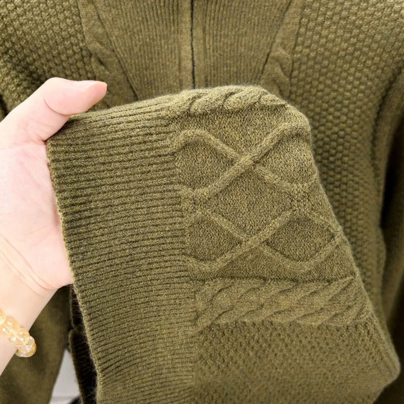 High Quality Men's Autumn Winter Knitting Sweater Mock Neck Zipper Long Sleeves Jacquard Pullover Leisure Fashion Innerwear Tops