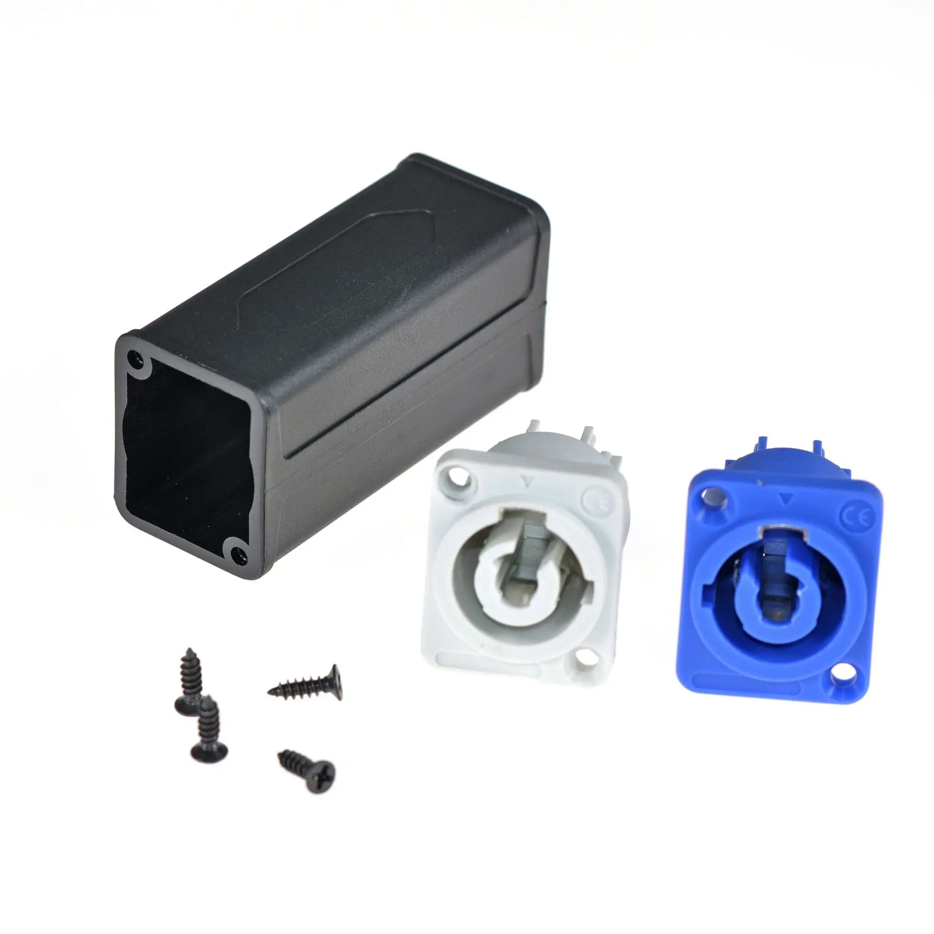D Type Module Plastic Connector Housing Shell for XLR Power RJ45 Audio Signal Chassis Panel Installation Black 65.7x32.2mm