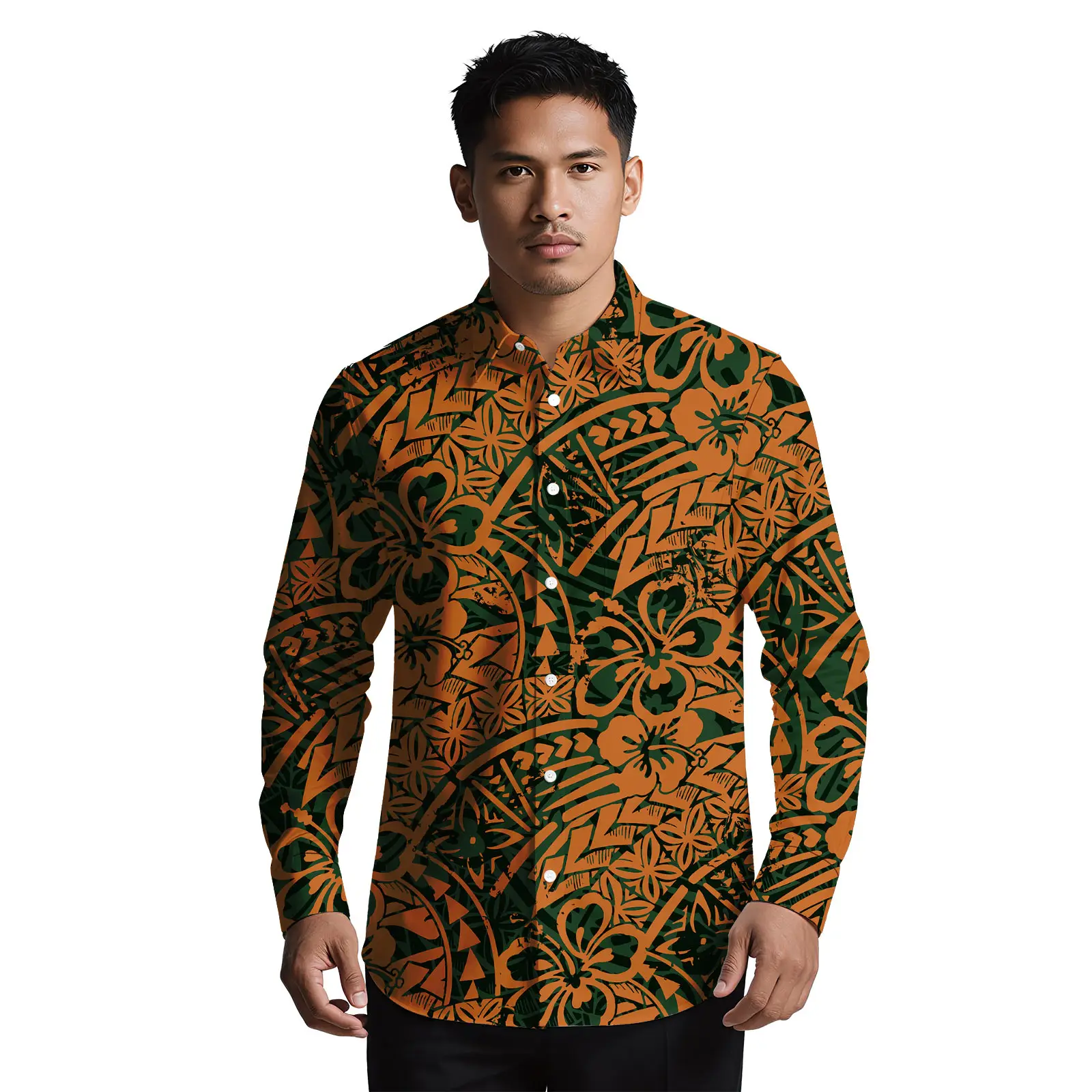 أسعار الجملة نمط العرقية نمط مخصص ألوها قمصان للرجال ملابس ساموا عادية البولينيزية المطبوعة تي شيرت للرجال #3