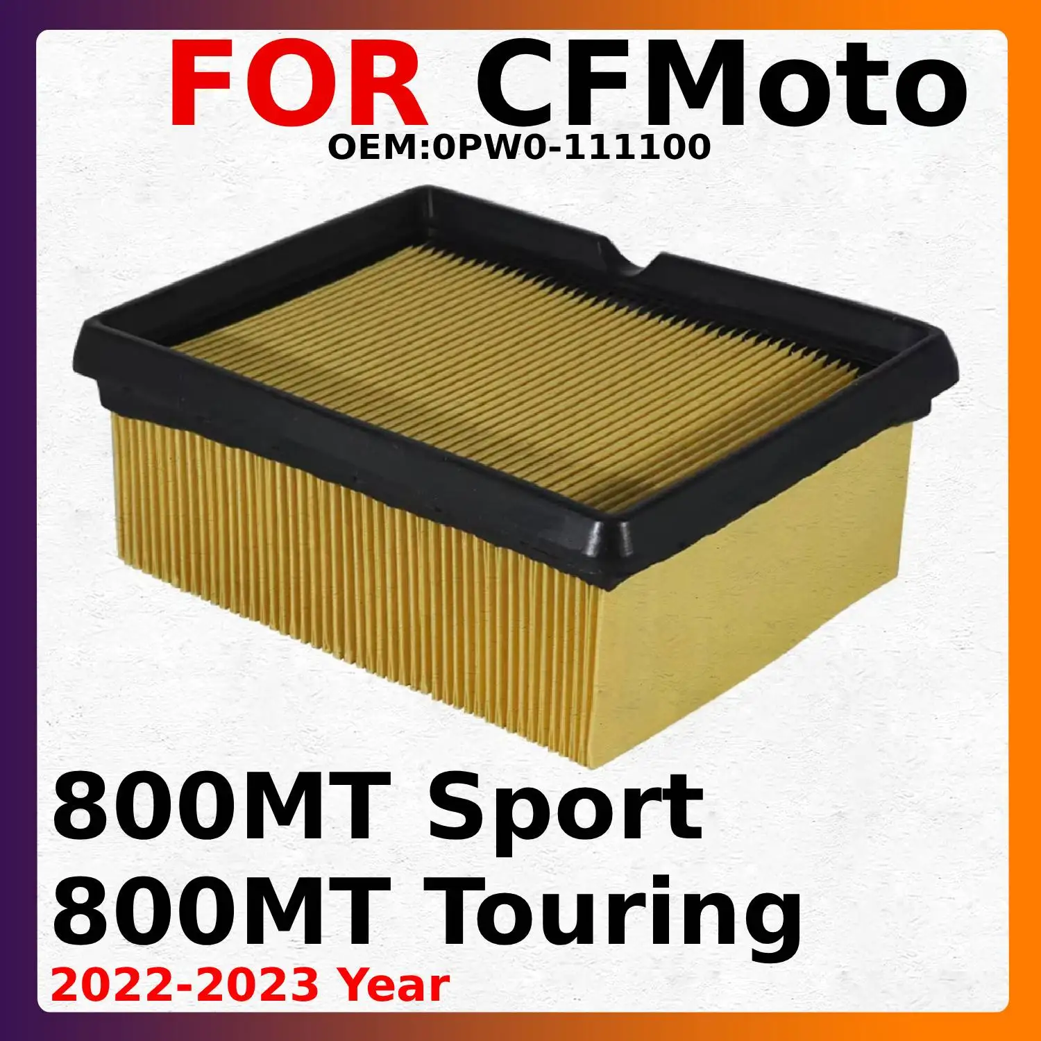 

Воздушный фильтр для мотоциклов, аналог OEM: 0PW0-111100, для CFMoto 800MT Touring 2022-2023, CFMoto 800MT Sport 2022-2023