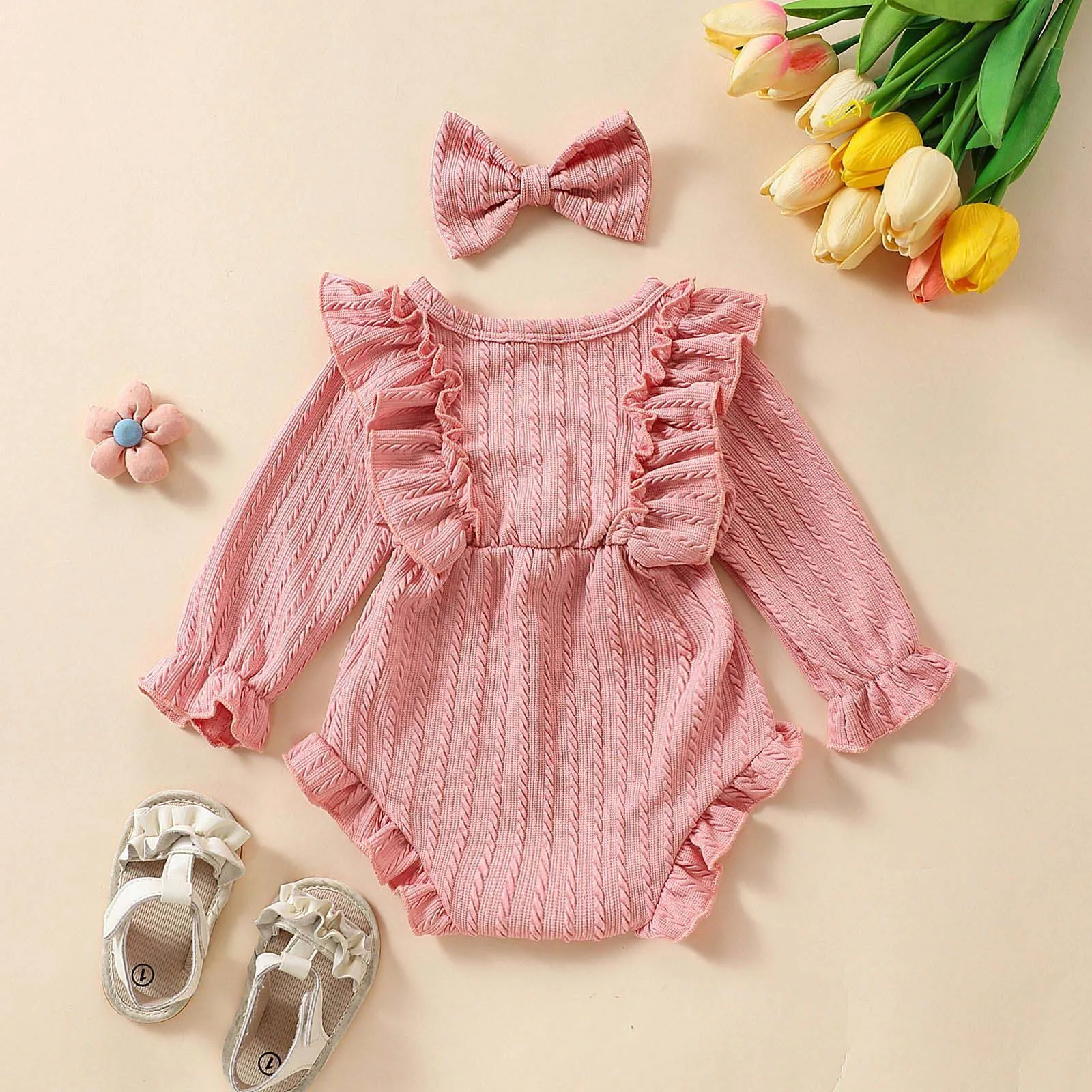 

Bodysuit Girl Baby Girls Comfortable And Breathable Sweet Bow Decoration Bodysuits Toddler Leotard Gymnastics 2t Trendy Popular