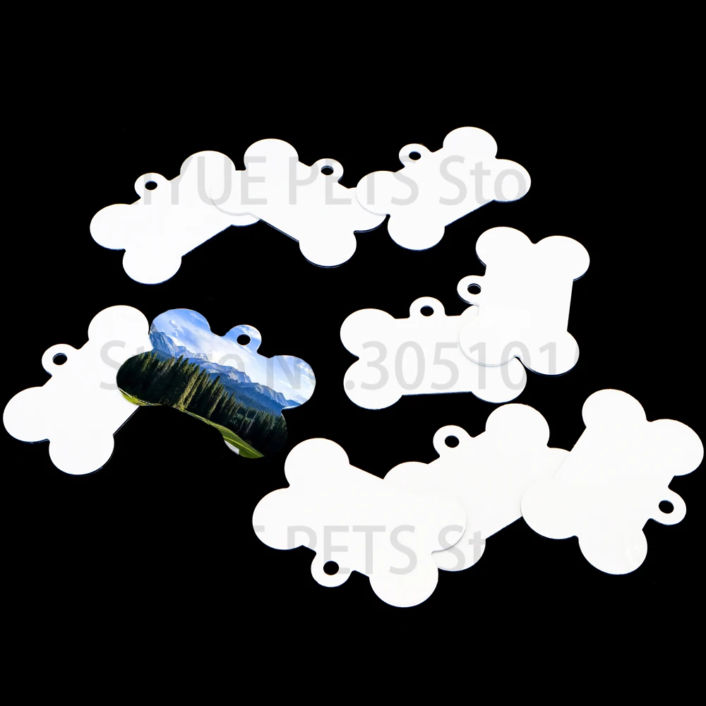 

100PCS White Label Pet Pendant Printing Color Pendant Bone Shape Dog ID Tag Personalized Key Ring Accessories