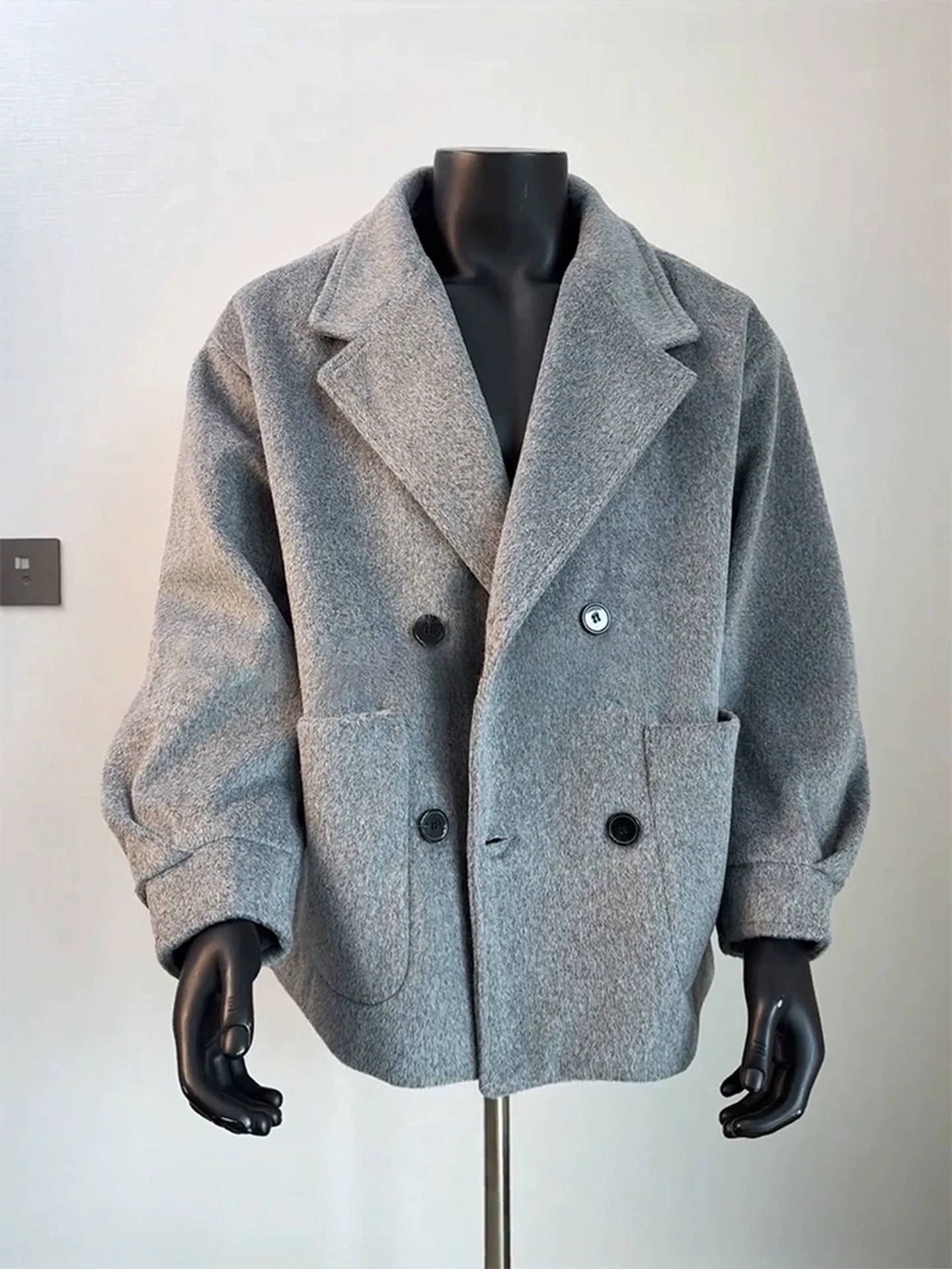 

Мужское зимнее пальто из шерсти альпака в корейском стиле, британский преппи-стиль, молодежное, модное, повседневное, двубортное