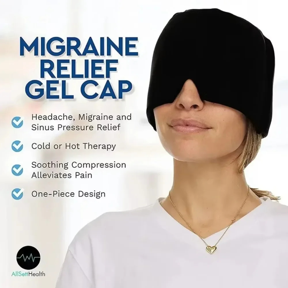 1pc Migraine Relief Hat Beauty Gel Eye Mask Headache Hat Hot Cold Therapy Ice Cap for Relieve Pain Eye Mask Stress Pressure 공구