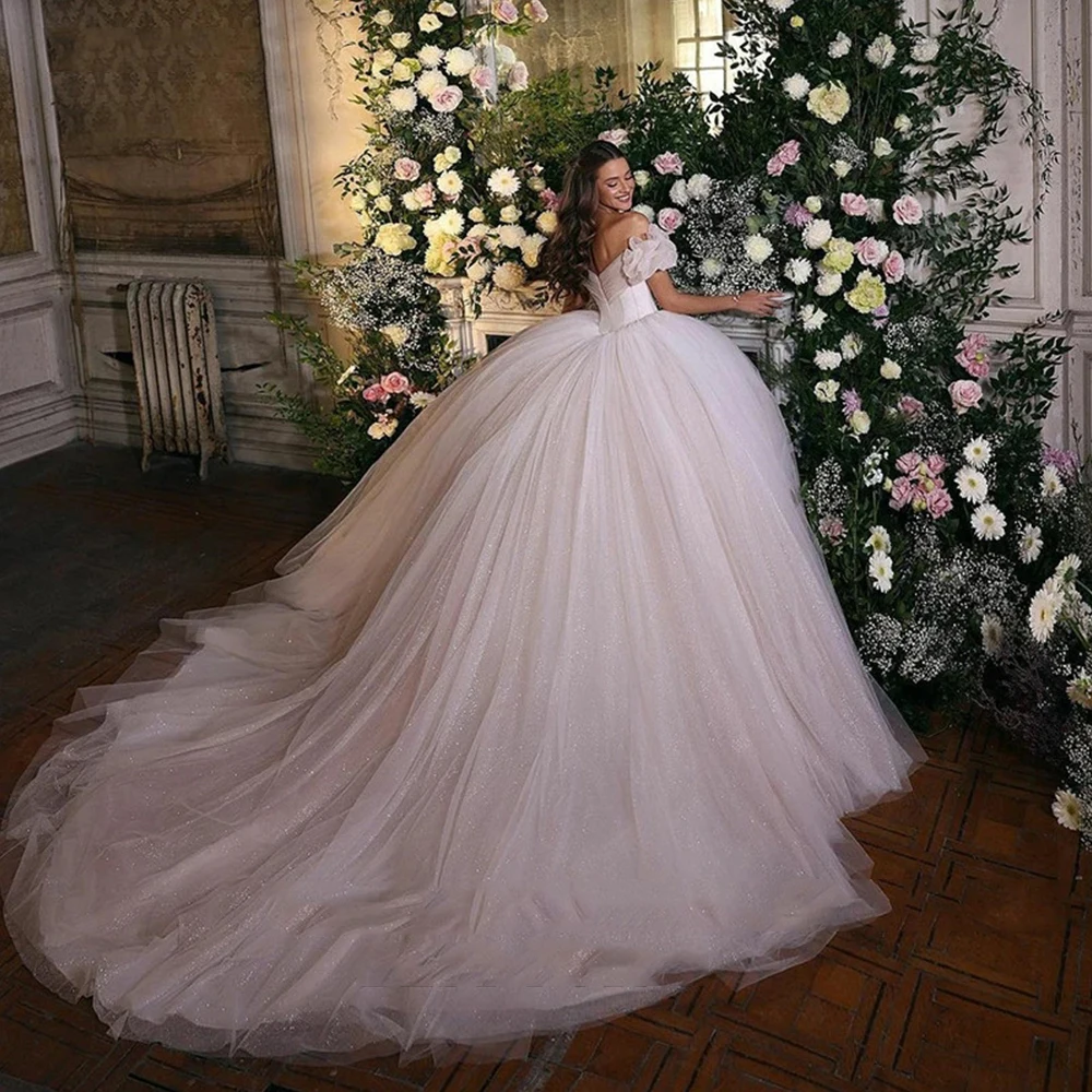 Abiti da sposa in stile bohémien elegante Tulle dolce da donna abiti da sposa Sexy con spalle scoperte abiti da cerimonia da ballo per principessa formale