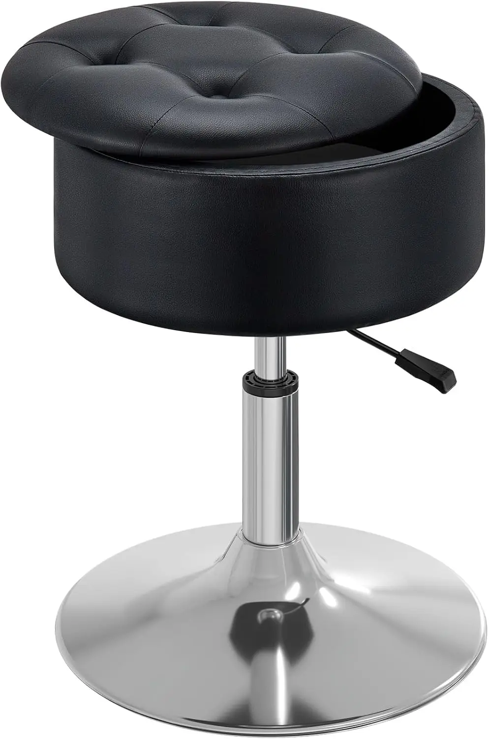 

Vanity Stool With Storage, 19"" To 23"" Height Adjustable Pu Leather Vanity Chair, 360° Swivel Makeup Stool With Removeable