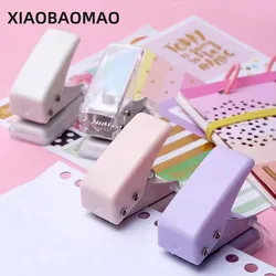 Único Anel Mini Portátil Rodada Furador, Cute Paper Puncher, Kawaii, Escritório, Escola, Encadernação Suprimentos, papelaria, 1 Furo