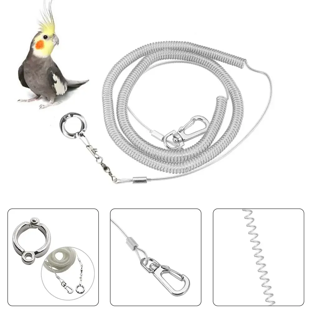 3m Flexible Bird Leash with Leg Ring Ultra-light Parrot Bird Harness Anti-bite Outdoor Flying Safety Training Rope for Macaw