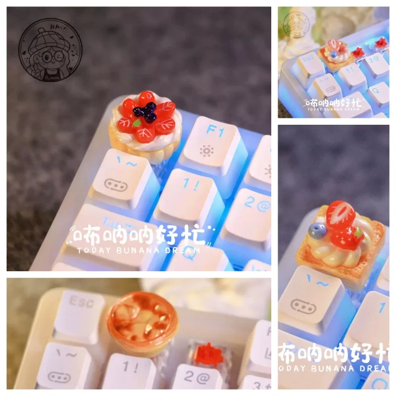 Original Cute Egg Tart Anime Keycap Mechanical Keyboard Resin Custom Art Keycap PC Game Keyboard Accessories Gift Collection
