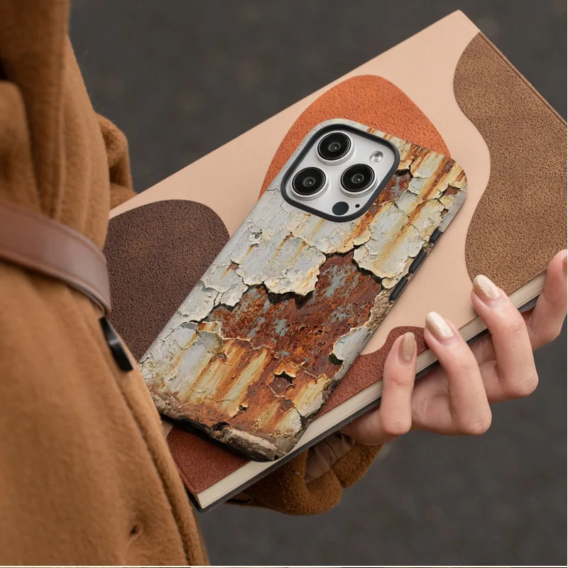 Rust-spotted double-layer phone case suitable for iPhone 16 15 14 13 12 11 Pro/ Max/Plus shock-proof and fall-proof - Image 2