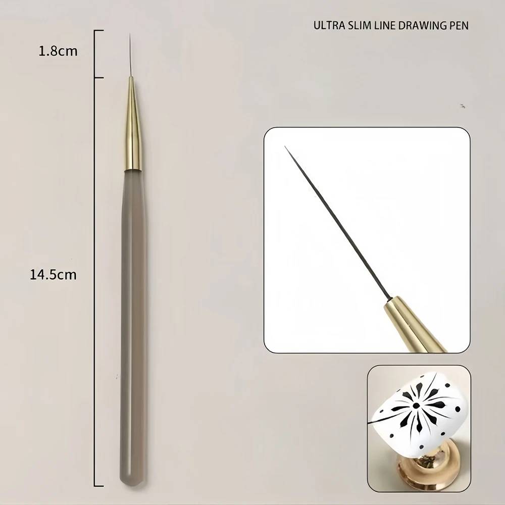 Kit de 2 uds de pinceles para decoración de uñas, delineador de rayas finas y herramienta de pintura para uñas acrílicas, detalle de manicura y efectos de gradiente