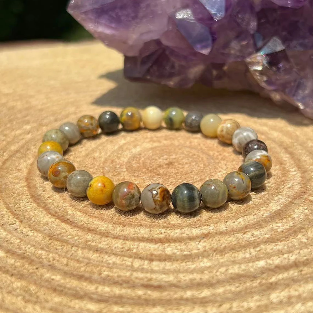 

MG1954 8 mm RARE Bumblebee Jasper Bracelet Spiritual Road Opener Blocks Crystal Gemstone Jewelry