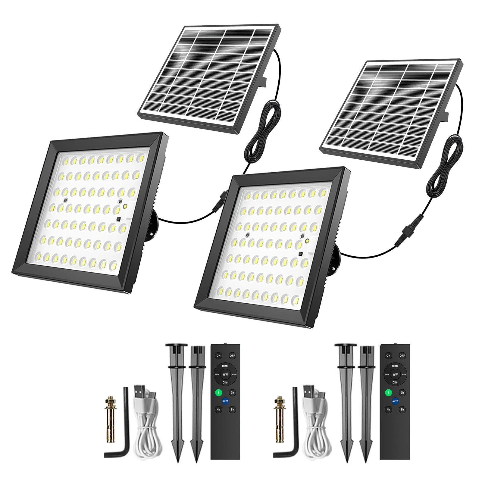 

Neoglint Solar Wall Lamp Lawn Lamp Indoor Outdoor Solar Wall Lights 124LEDs*2 with Remote Controller IP66 Waterproof for Shed