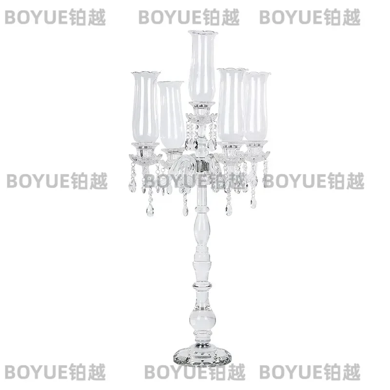 European Style Crystal Candelabra Five Arm Candle Holder Romantic Wedding Centerpiece Living Room Home Decor Ornament
